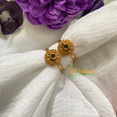 Premium AD Stone Toe Rings-Ghungroo Flower-Green -G7618